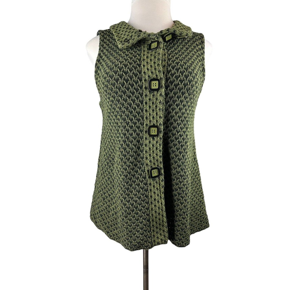 Habitat Knit Woven Button Front Sweater Vest Green Women's Size Medium H14513 - Picture 4 of 11